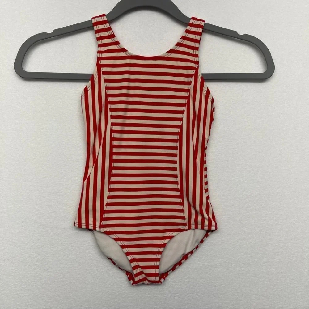 Hanna Andersson Size 100/4 Girls‎ Red/White Striped Swimsuit EUC